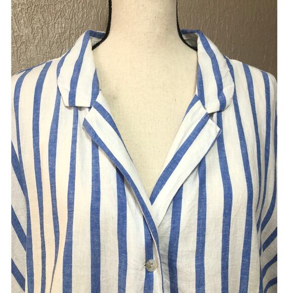 Ava & Viv Women's Linen Blend Button Up Shirt Top Blouse White Stripe Size 4X - Picture 5 of 15